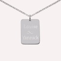 Pendentif plaque rectangle à graver pour Homme en Argent 925 ou Plaqué Or