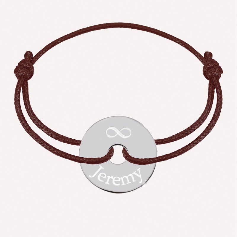 Bracelet cordon jeton personnalisé en Argent 925 ou Plaqué Or