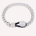 Bracelet gravé pour Homme maille gourmette en Acier et Cuir