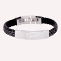 Bracelet homme personnalisé en cuir tressé et acier