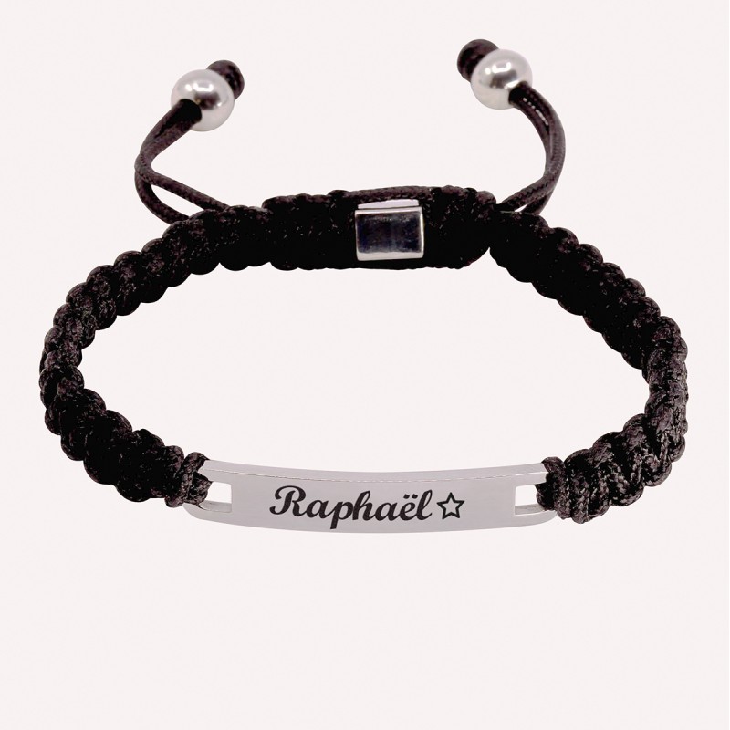 Bracelet homme Shamballa rectangle en Acier à personnaliser