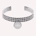 Bracelet jonc personnalisé perlé et pampille en argent 925