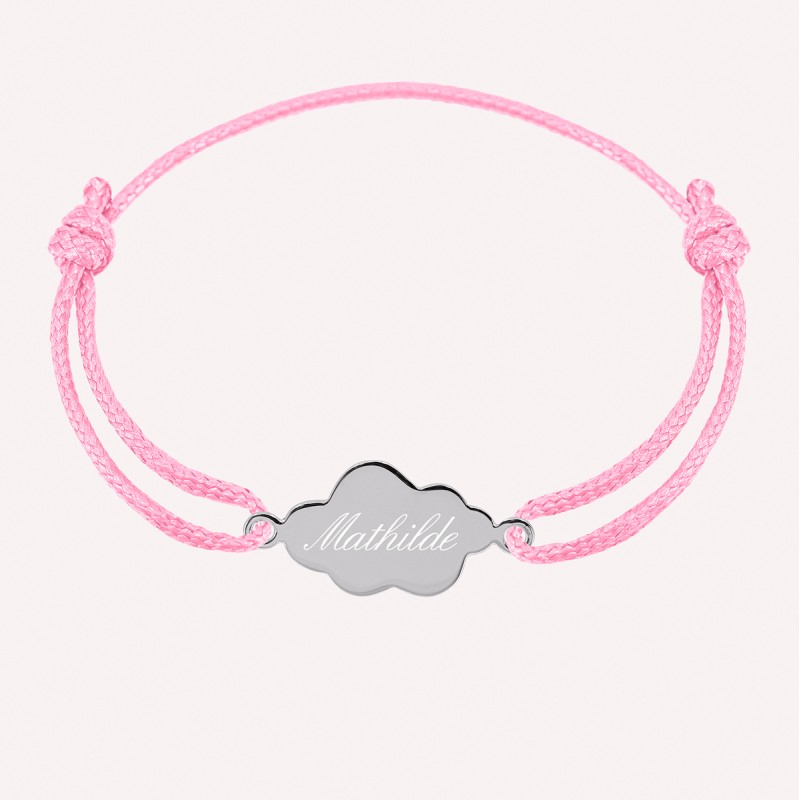 Bracelet personnalisé nuage sur cordon en argent 925