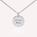 Collier personnalisé médaille zirconium en argent 925