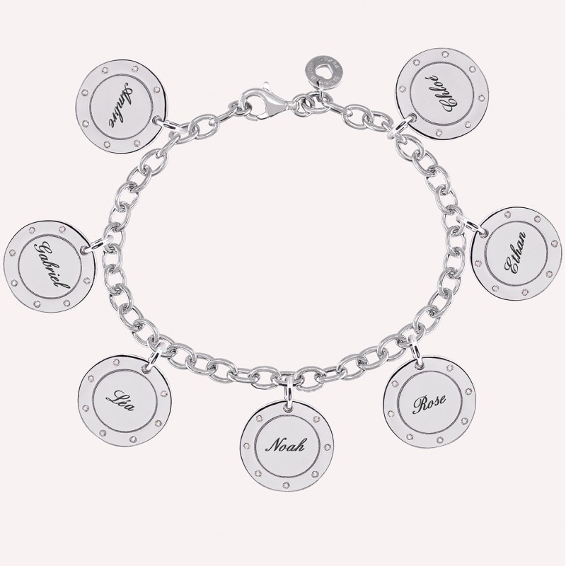 Bracelet personnalisé médailles zirconium en argent 925