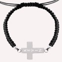 Bracelet shamballa croix gravée en argent 925 pour homme