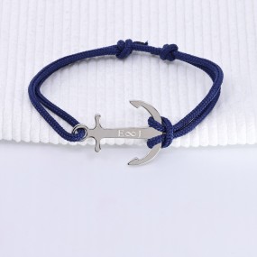 Bracelet personnalisé ancre sur cordelette marine