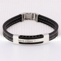 Bracelet pour homme en acier, cuir et zirconium