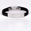 Bracelet gravé pour Homme en Acier et Cuir Tressé