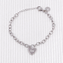 Bracelet cadenas coeur en argent ou plaque or à personnaliser