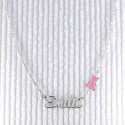 Collier prénom découpé nounours rose en Argent 925 ou Plaqué or