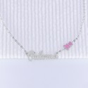 Collier prénom découpé nounours rose en Argent 925 ou Plaqué or