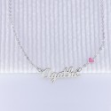 Collier prénom découpé coeur rose en Argent 925 ou Plaqué Or