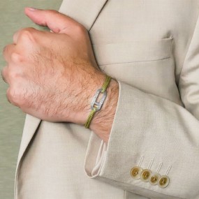 Bracelet homme ovale en Argent 925 sur cordon à personnaliser