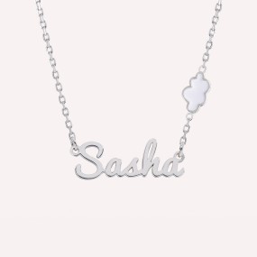 Collier prénom découpé nuage blanc en Argent 925