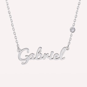 Collier prénom découpé et zirconium en Argent 925