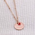 Collier personnalisé médaille et coeur rouge en argent 925 ou plaqué or