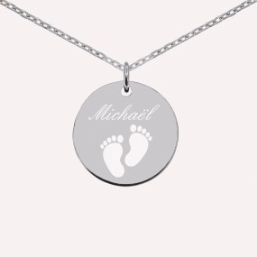 Collier empreintes pieds à personnaliser en Argent 925