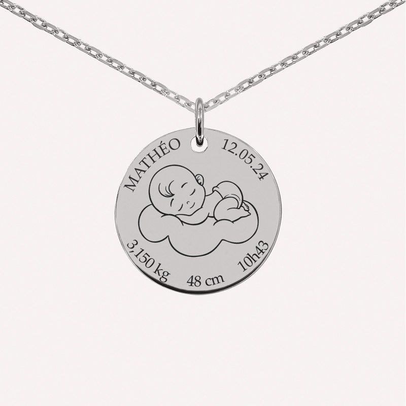 Pendentif naissance à personnaliser en Argent 925