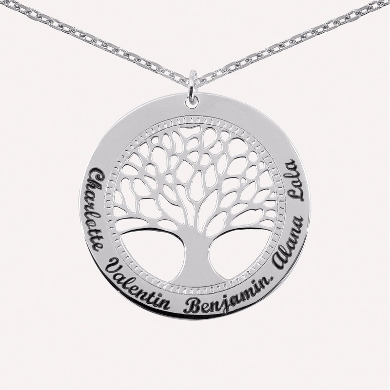 Collier arbre de vie prénom en Argent 925 ou Plaqué Or