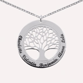 Collier arbre de vie prénom en Argent 925 ou Plaqué Or