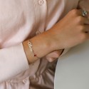 Bracelet prénom découpé coeur rouge en Argent 925