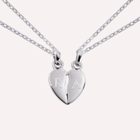 Pendentif coeur gravé à partager en deux