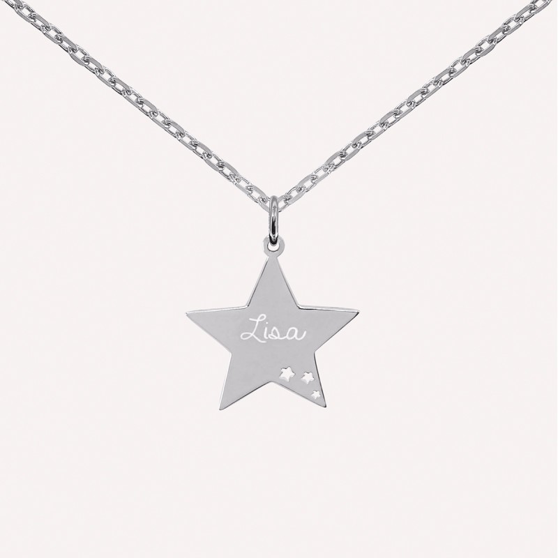 Pendentif étoiles perforées à personnaliser en argent 925 ou plaqué or