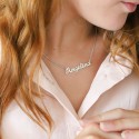 Collier prénom découpé lettre cursive en Argent 925 ou Plaqué or