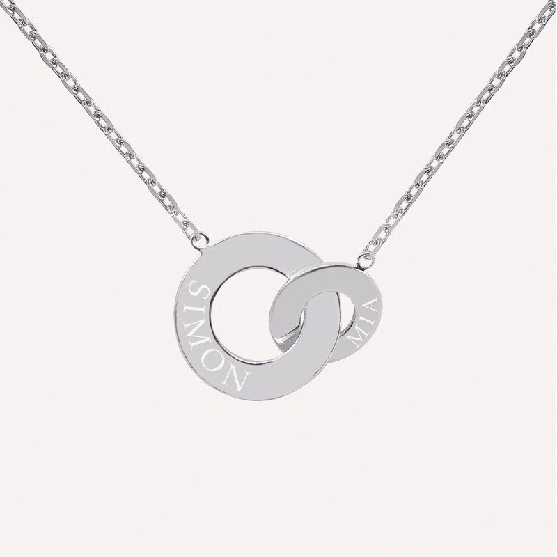 Collier double anneaux "enlace-moi" à personnaliser en Argent 925 ou Plaqué Or