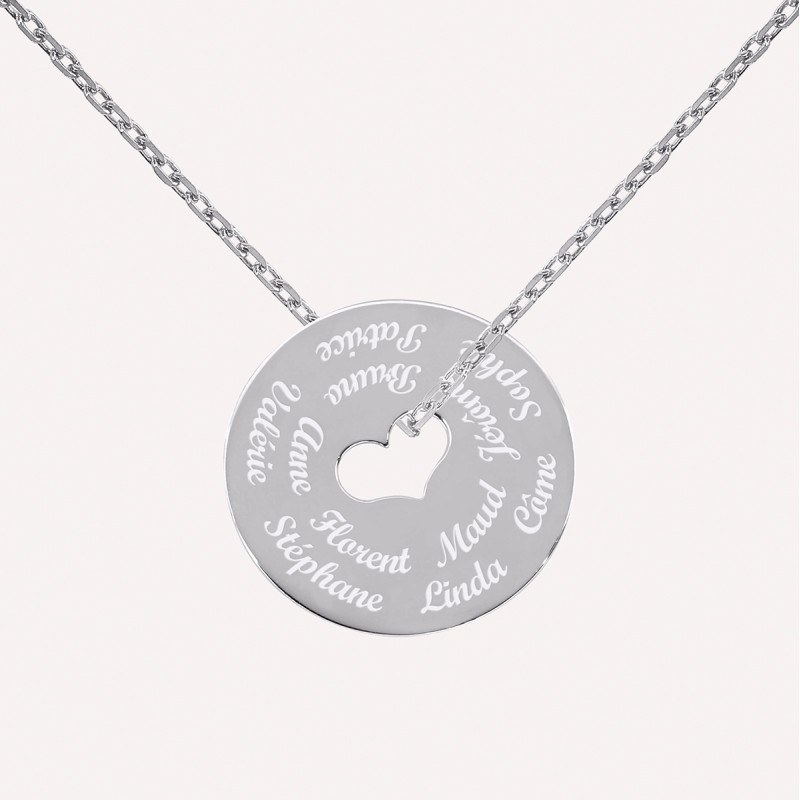 Collier coeur personnalisé spécial famille nombreuse en argent 925 ou plaqué or