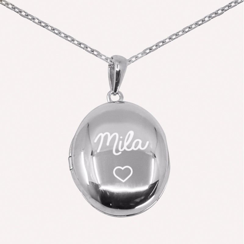 Pendentif personnalisé Porte Photo Ovale en Argent 925