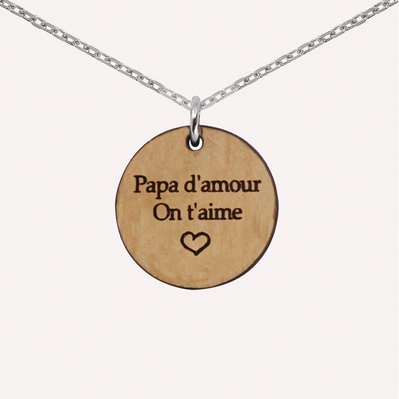 Pendentif médaille à personnaliser en bois