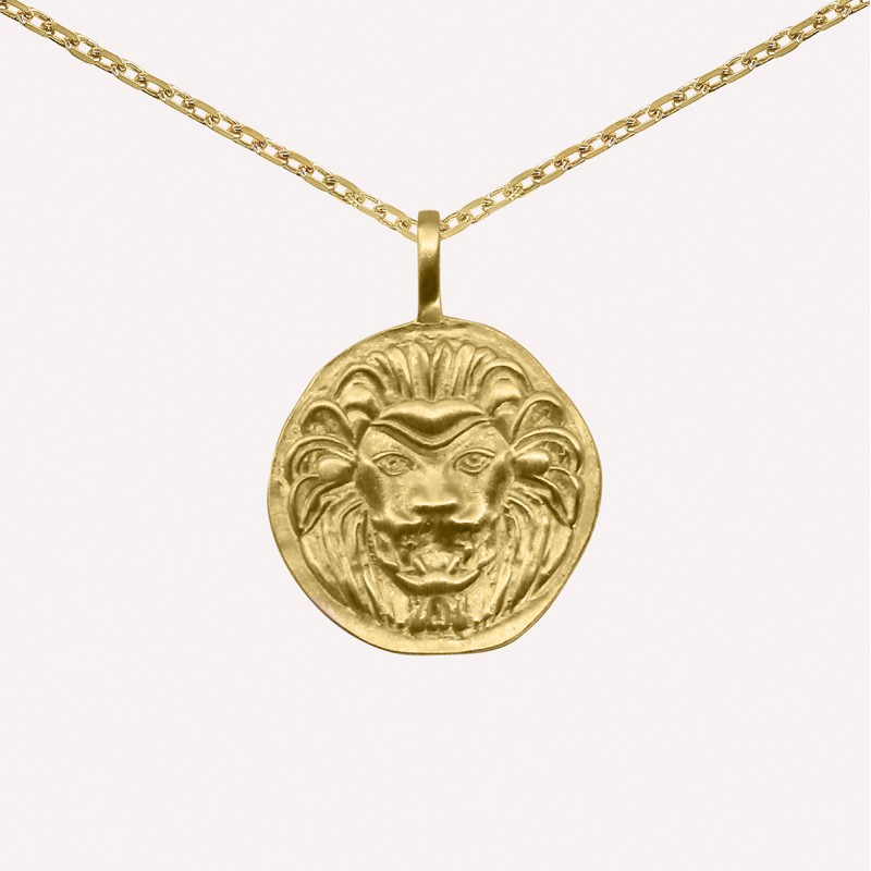 Pendentif lion en plaqué or à personnaliser