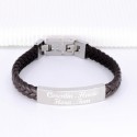 Bracelet homme cuir tressé en Acier avec gravure