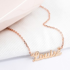 Collier prénom découpé lettre cursive en Argent 925 ou Plaqué or