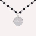 Collier médaille et onyx en Argent 925 à personnaliser