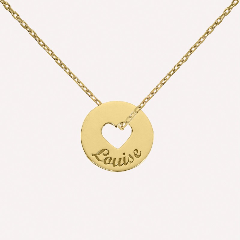 Pendentif jeton coeur en Or 18 carat à personnaliser