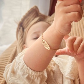 Gourmette identité enfant étoile en Argent ou Plaqué Or à personnaliser