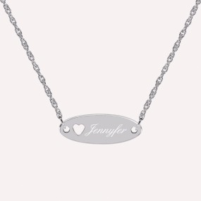 Collier identité coeur Argent ou Plaqué Or à personnaliser