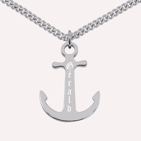 Pendentif ancre marine personnalisé pour homme en argent 925