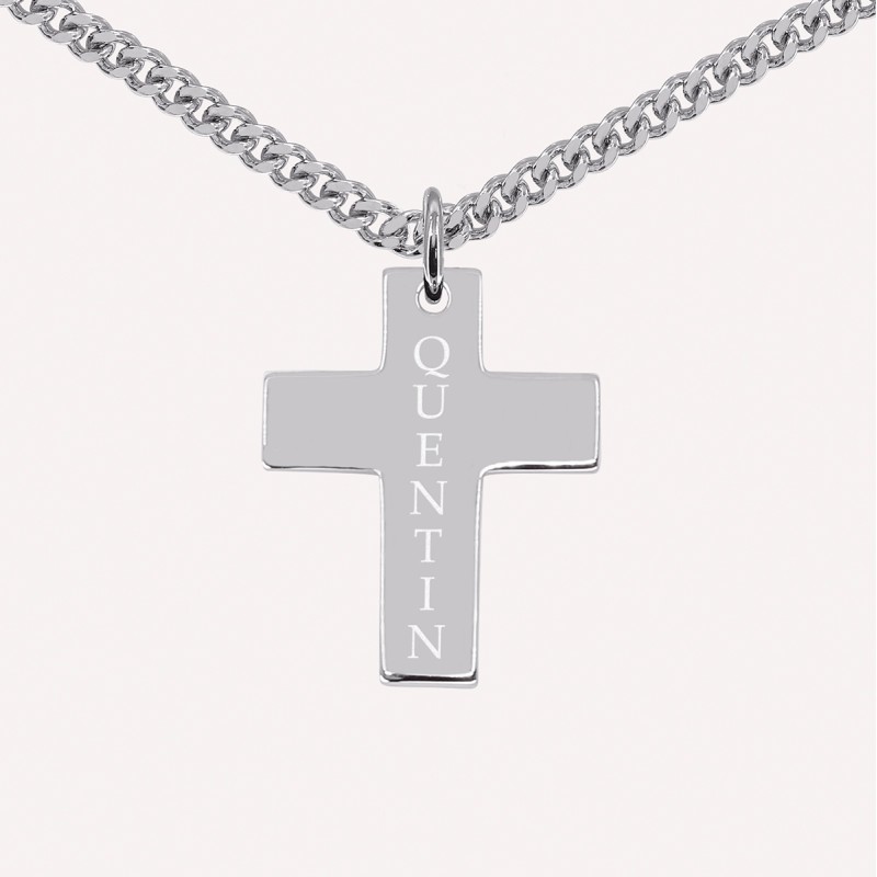 Pendentif croix pour homme en argent 925 à personnaliser